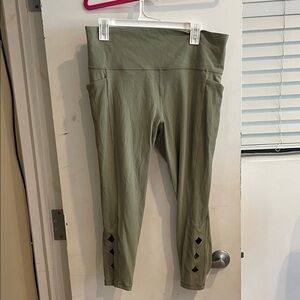 Athleta Olive Green Leggings with Cut-Out Detail